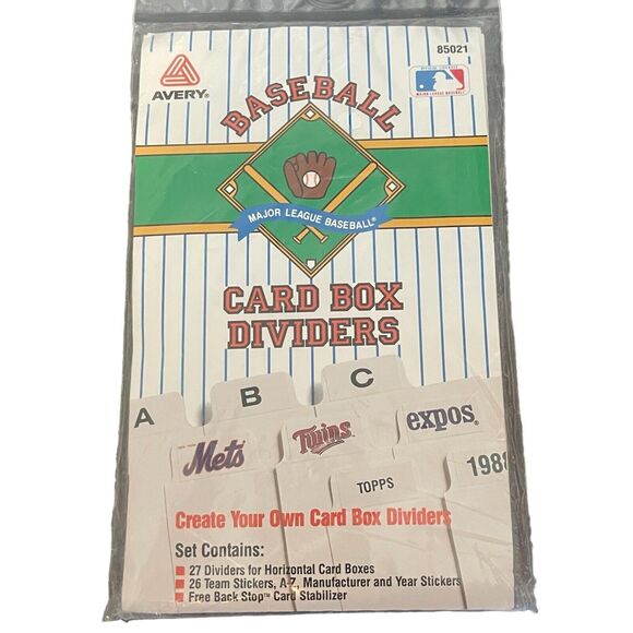 New Sealed Vintage AVERY Baseball Card Box Dividers Deadstock MLB Retro Collect - Picture 2 of 6